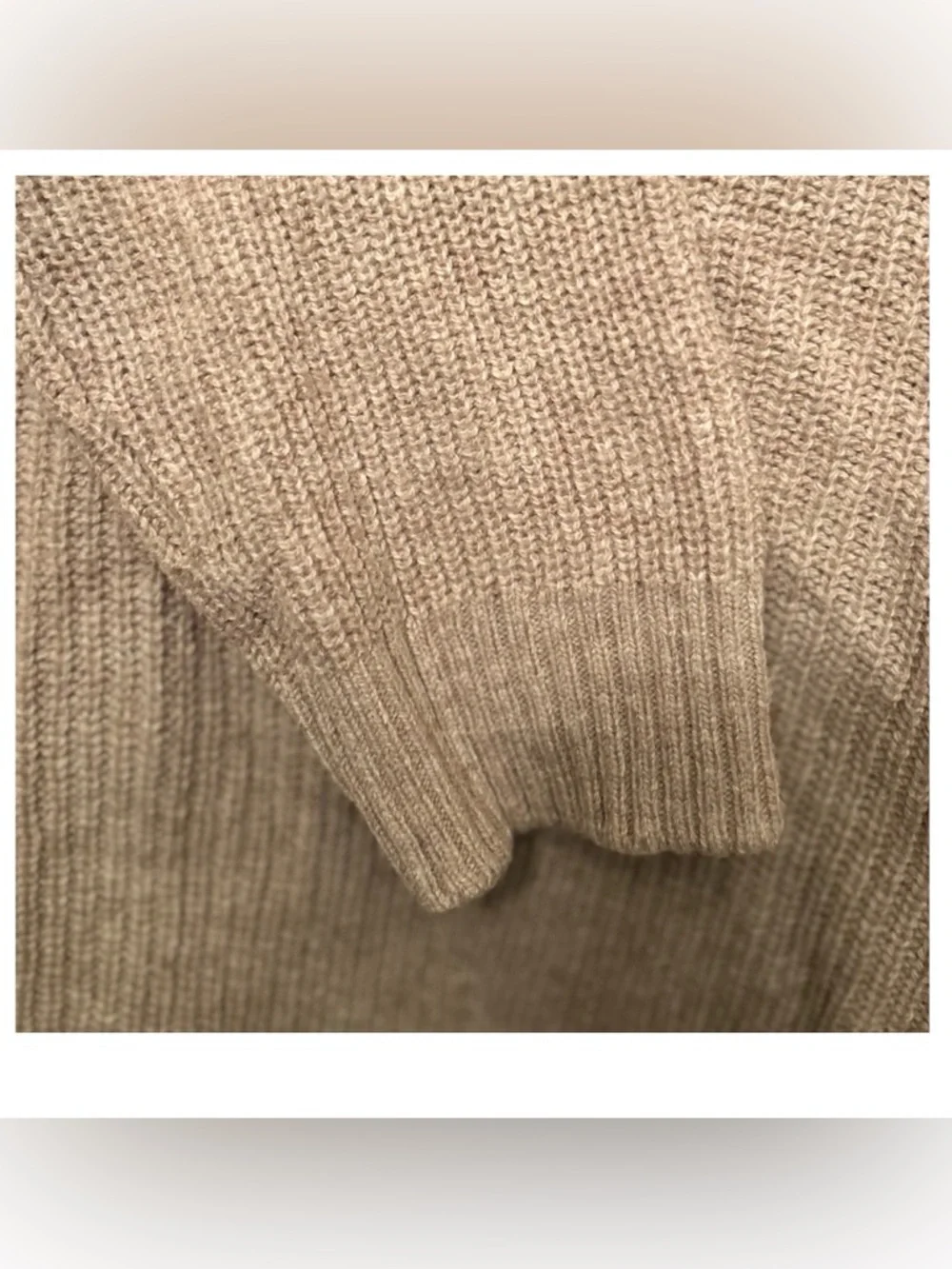 TAHARI Merino Wool Blend Cowl Neck Sweater Sz L Beige Tan Ribbed Cozy Luxe Knit - Picture 12 of 15